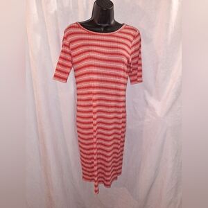 LuLaRoe Red and White Midi Dress